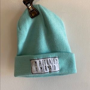 I’m actually a mermaid teal beanie